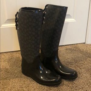 Gently Worn Coach Black Rainboots
